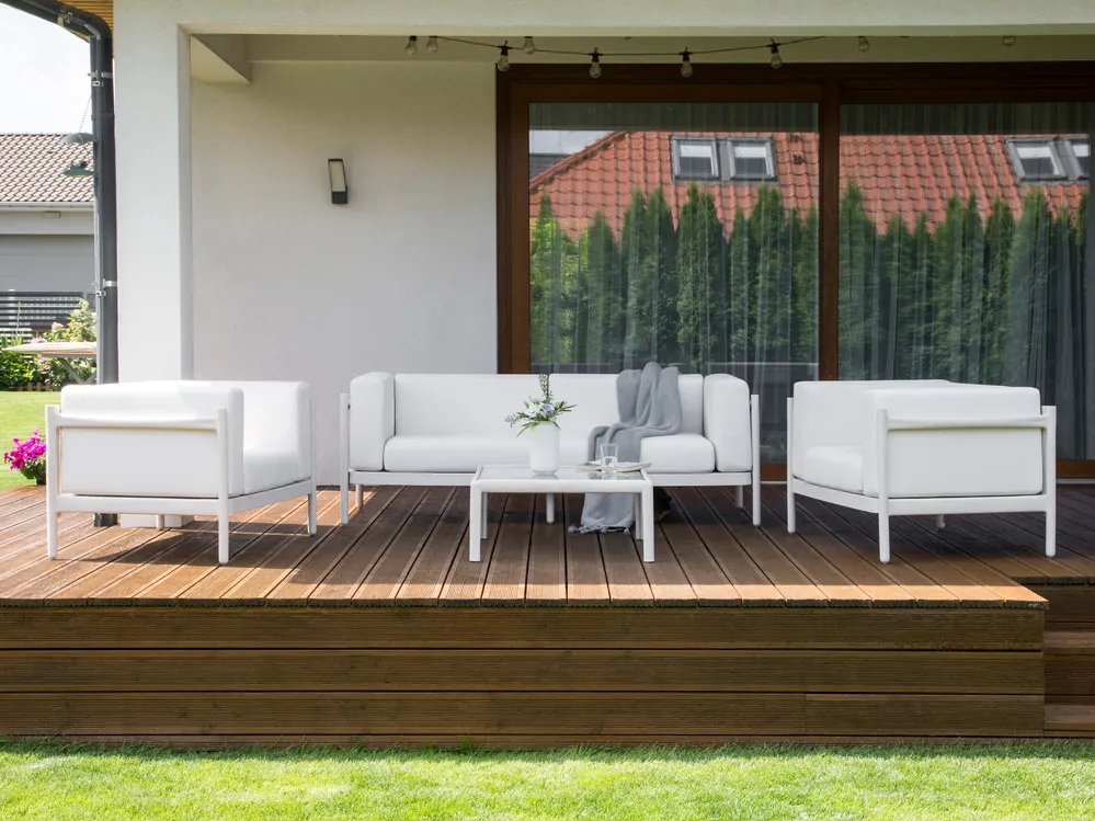 Lounge Set mit Tisch 4-Sitzer FERRETTI Hellbeige_931504