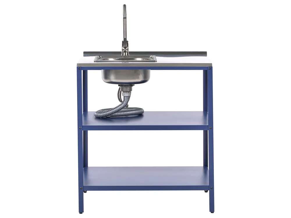 Outdoor-Küche 3er Set mit Spüle VILAMA Blau Metall_974926