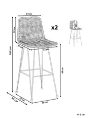 Set mit 2 Barstühlen CASSITA Rattan Schwarz_801914