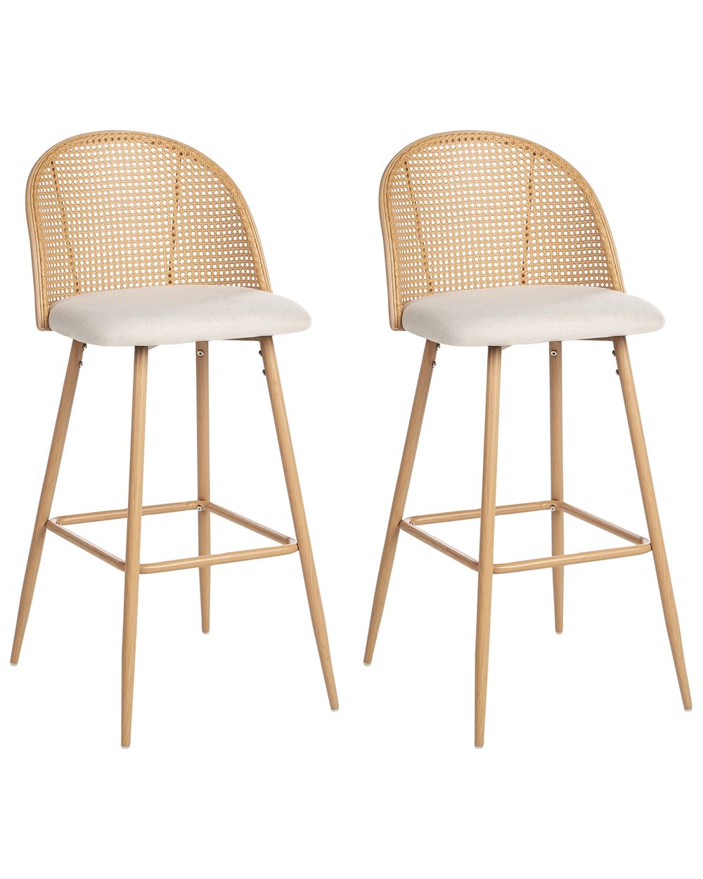 Lot de 2 chaises de bar CORNELL Métal Marron clair
