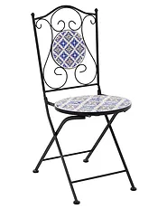 Gartenstuhl 2er Set SIPONTO klappbar Metall Weiß / Blau_1155767