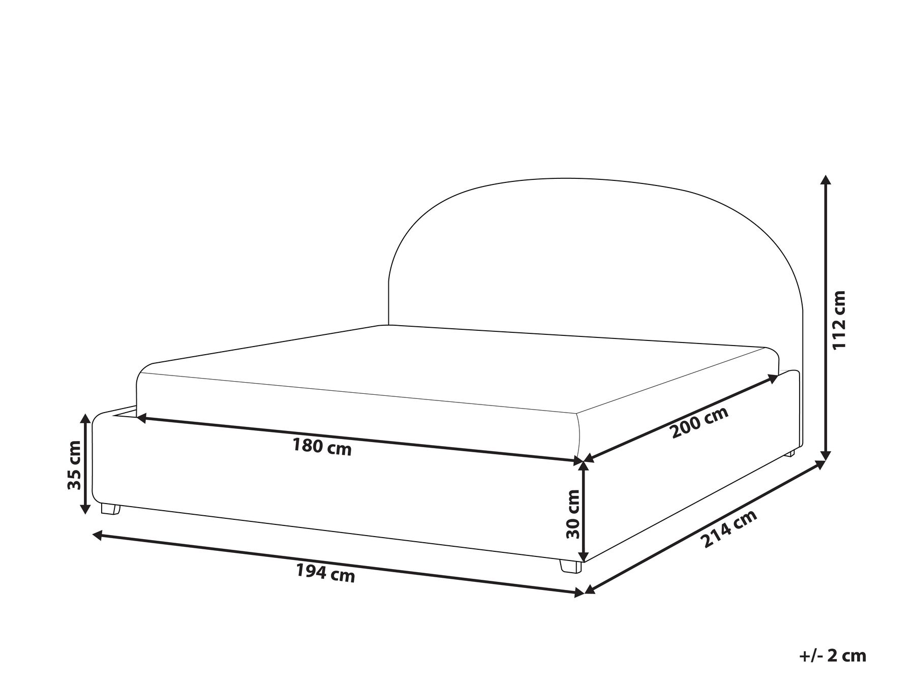 Wasserbett Stoff VAUCLUSE 180 x 200 cm Hellblau_968933