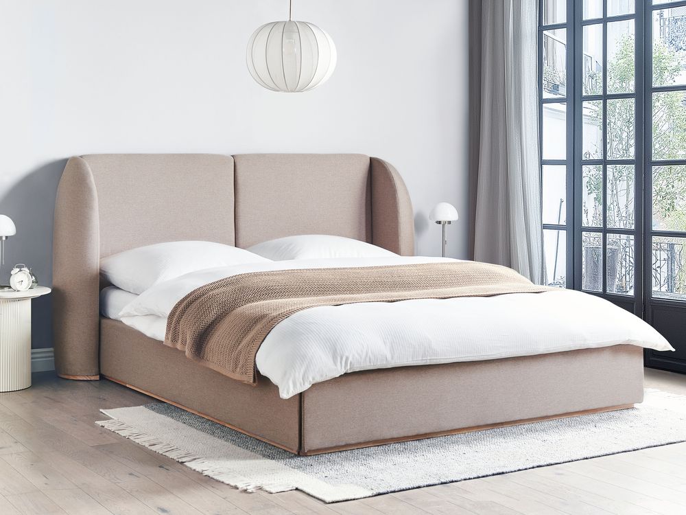 Bett mit Stauraum MONESTIER Stoff Taupe 180 x 200 cm