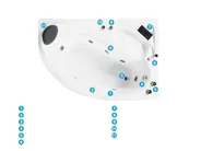 Kotna masažna kad z osvetlitvijo LED NEIVA 150 x 100 cm Bela Leva stran_796692