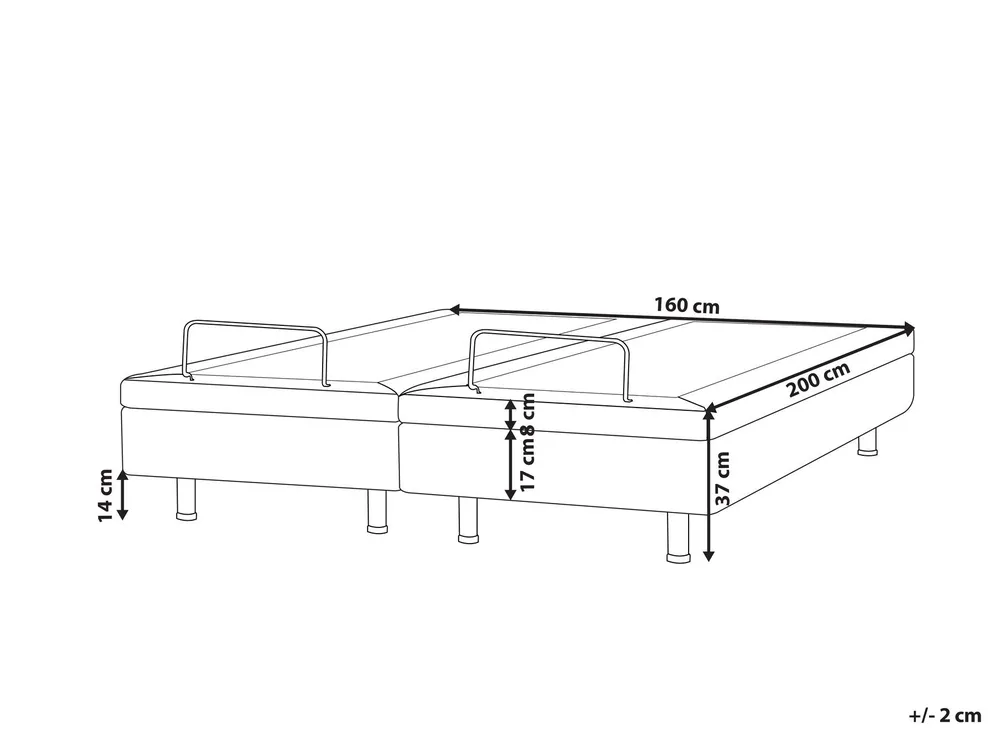 Adjustable Bed without Headboard Fabric DUKE II 160 x 200 cm (EU King Size) Beige_988257