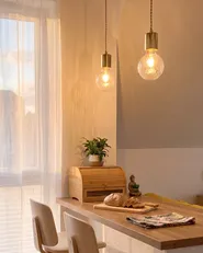 Set of 2 Pendant Lamps ANZA Glass Gold_1149288