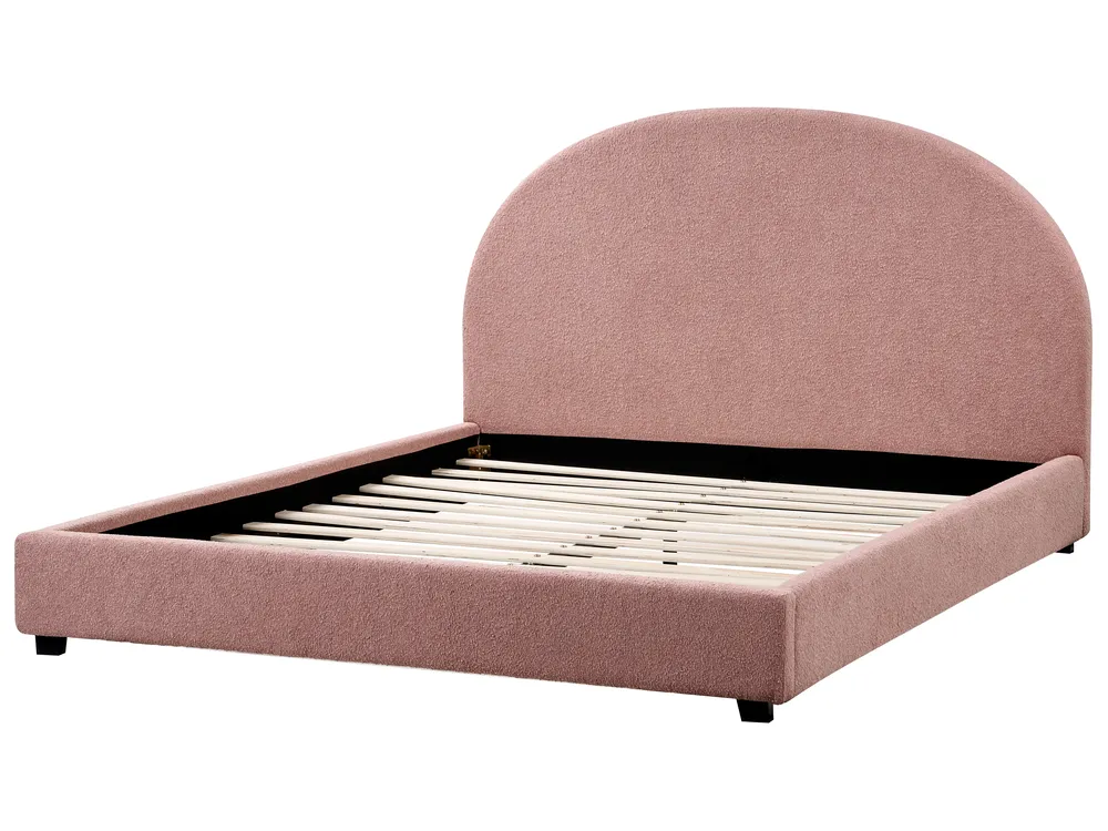 Bett mit Lattenrost Bouclé VAUCLUSE 160 x 200 cm Pastellrosa_976909