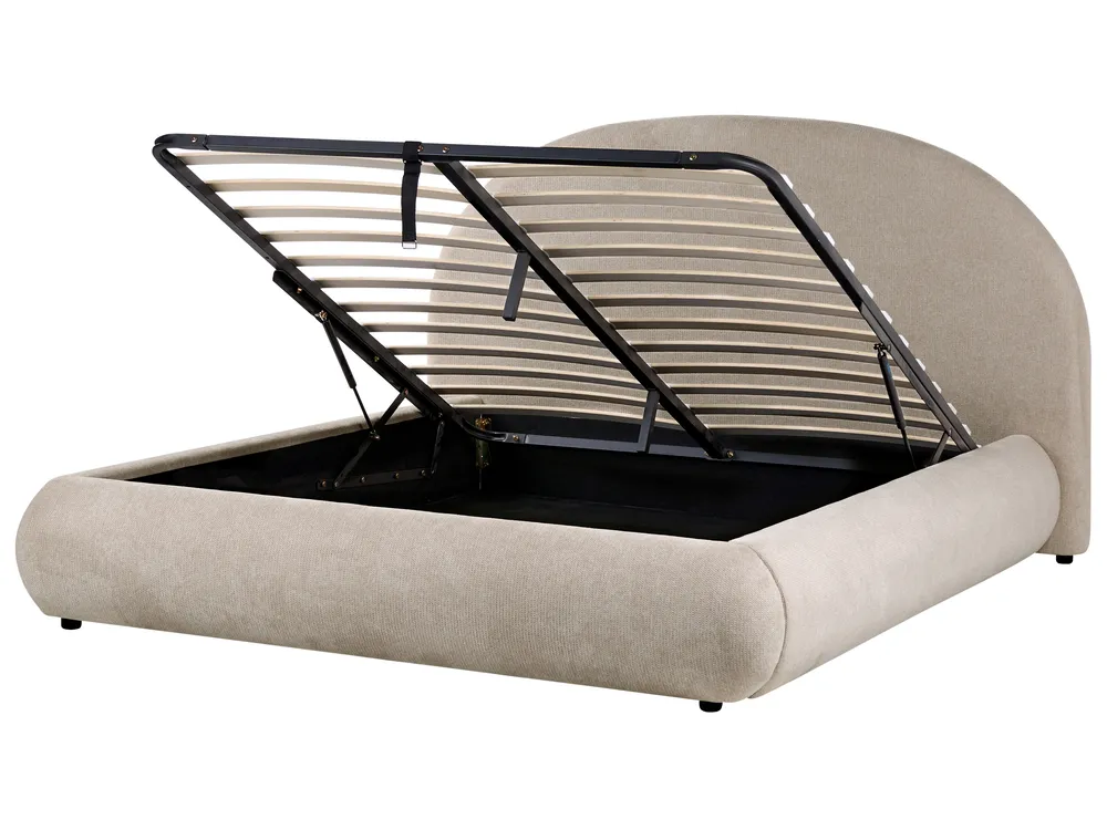 Ottoman Bed GRASSE Fabric Taupe 160 x 200 cm (EU King Size)_1056325