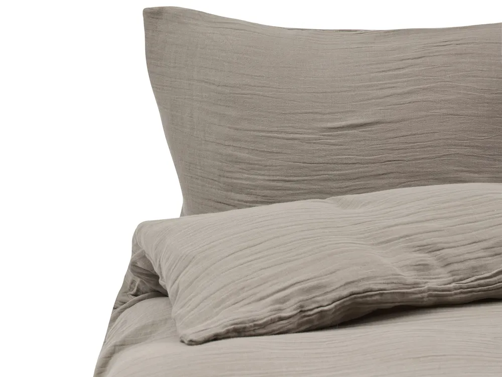 Bettwäsche-Set SUMNER 150 x 200 cm Baumwollmusselin Taupe_1060647