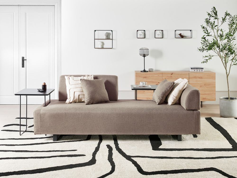 Bank 3-zits SOKNA met tafels Stof Taupe