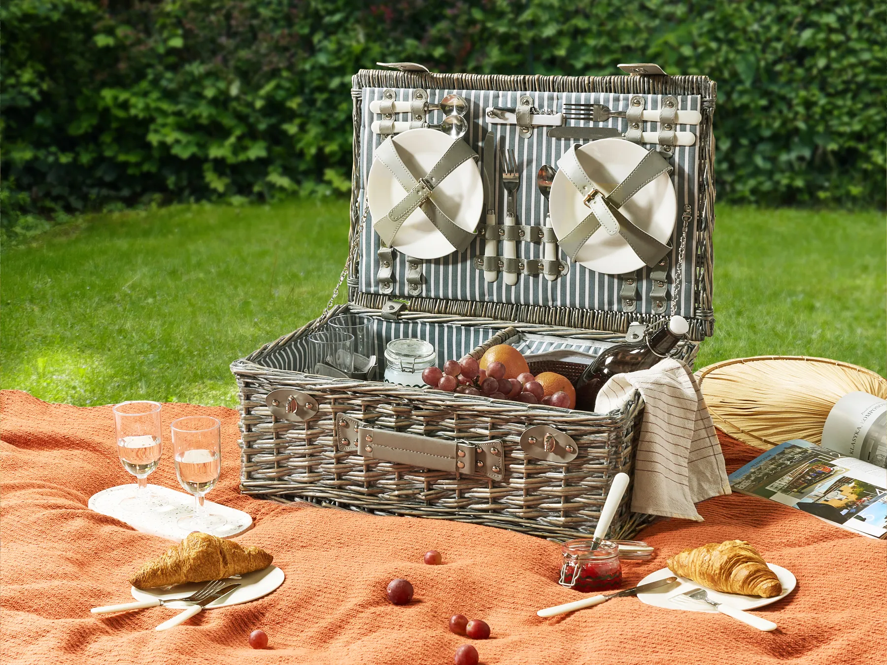 Picknickkorb FIGUE Geflecht Grau_964289
