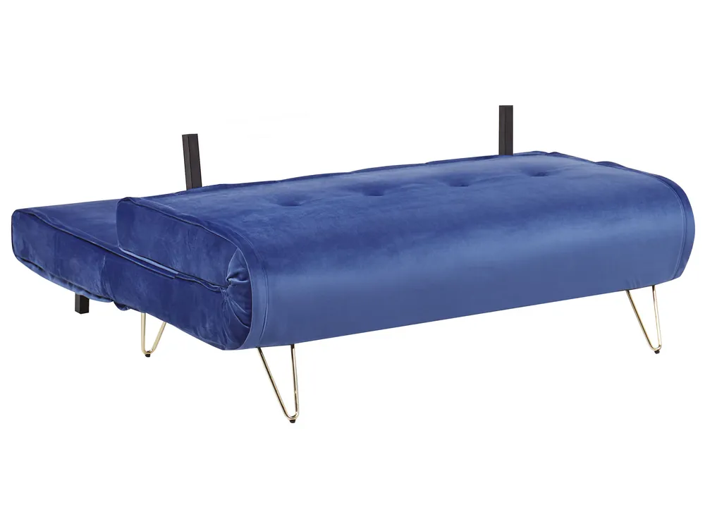 Sofa Bed 2 Seater VESTFOLD Velvet Navy Blue_808698