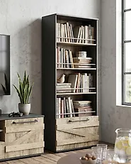 Bücherregal mit 4 Ebenen SALTER 163 cm Braun / Schwarz_1183089