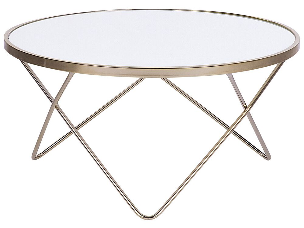 Couchtisch MERIDIAN Sicherheitsglas Weiß / Gold