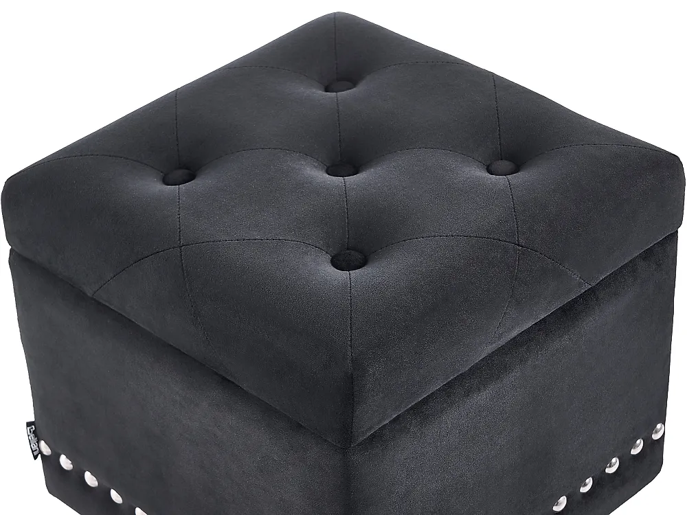 Storage Pouffe LORETTO Velvet Black_1186082