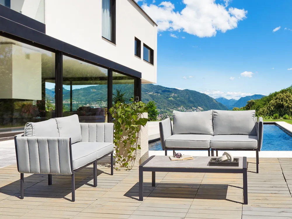 Lounge Set mit Tisch 5-Sitzer SKALA Metall Hellgrau_934634