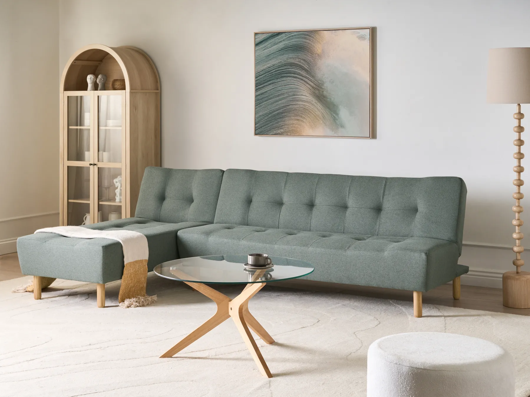 Modul Eckschlafsofa 4-Sitzer ALSTEN Stoff Grün rechtsseitig_1003813