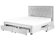 Bed with Storage Drawers LIEVIN Velvet Light Grey 180 x 200 cm (EU Super King)_858077