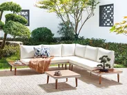 Garden Corner Sofa with Table 5 Seater CORATO Acacia Wood Off-White_920241