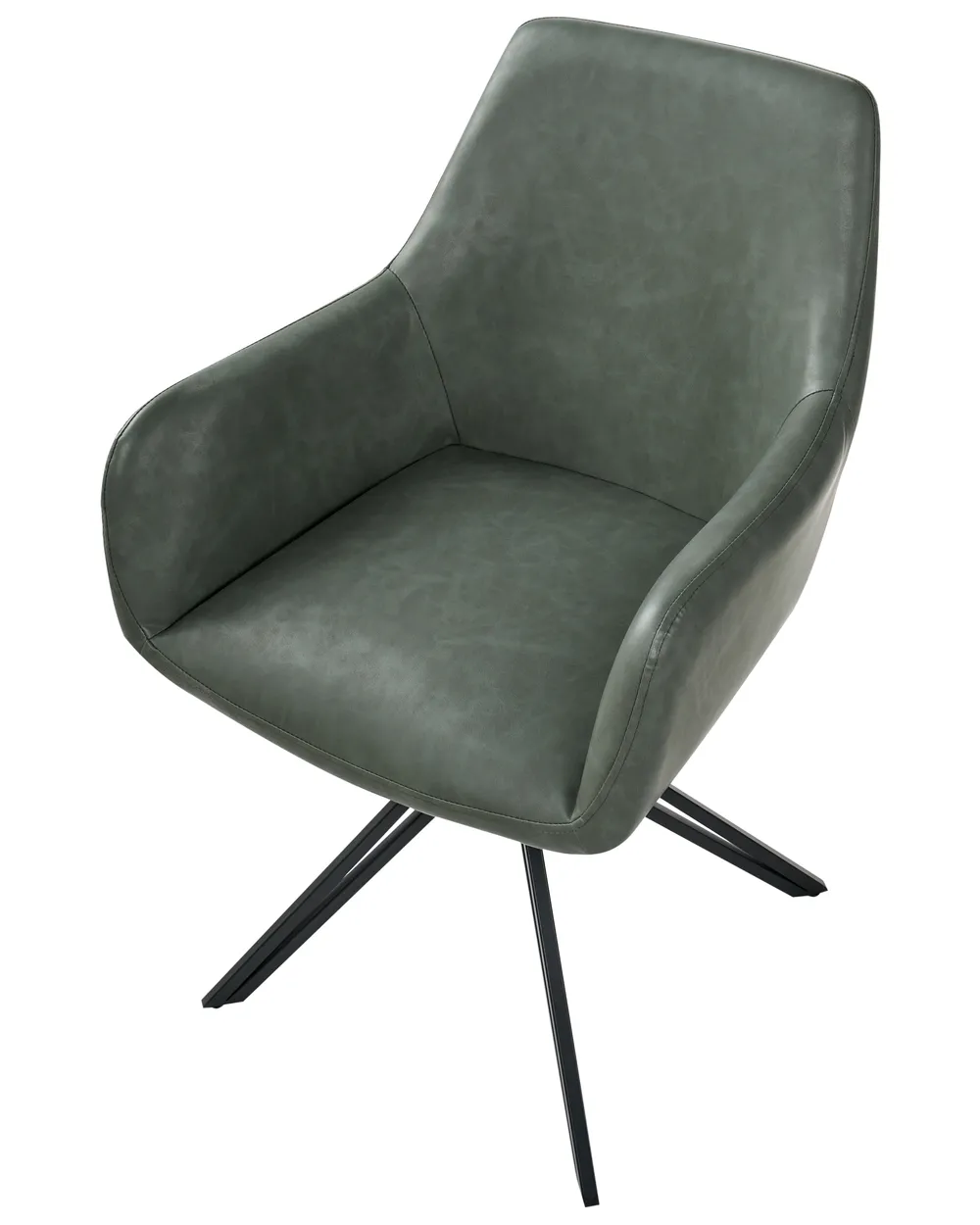 Set of 2 Dining Chairs SANSARC Faux Leather Dark Green_1026682