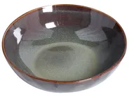 Set of 4 Deep Plates THYME Stoneware Dark Green_957242