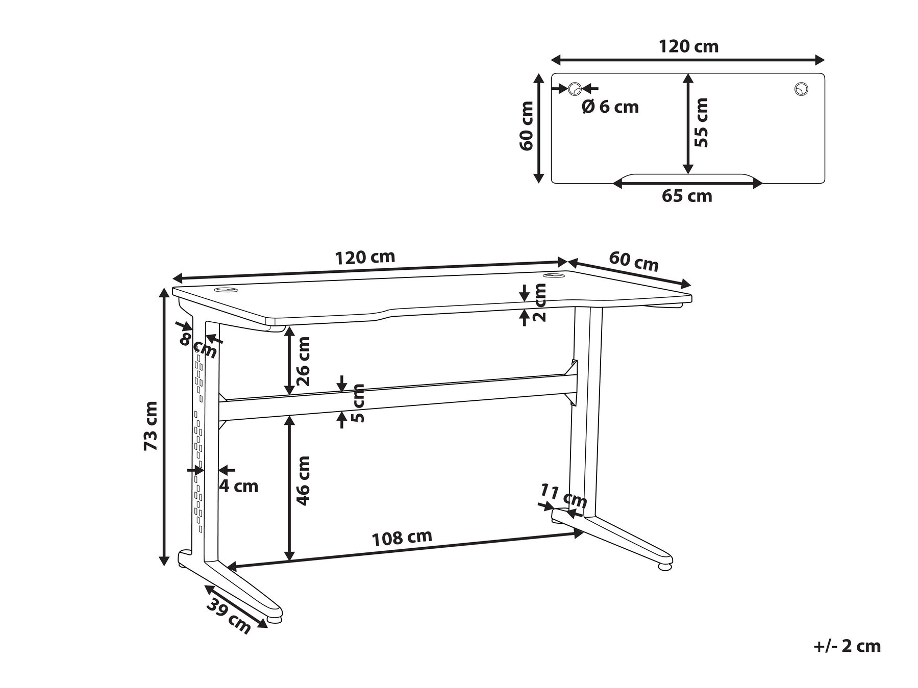 Gamebureau DEXTER 120 cm 60 cm RGB LED Zwart_795345