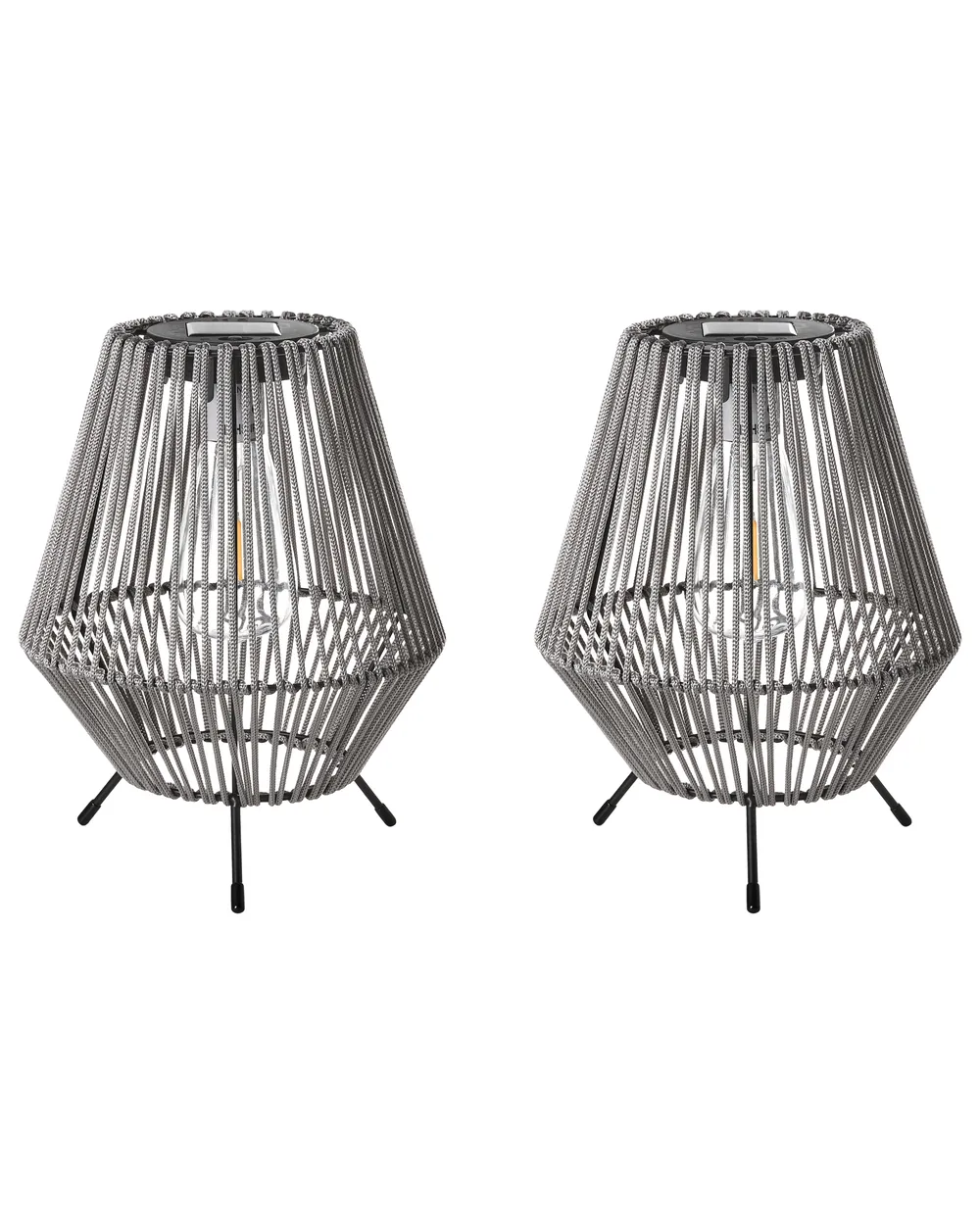 Solarbetriebene Laternen 2er-Set VUNGU 27 cm Grau