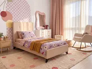 Bett mit Lattenrost Stoff AMBASSADOR 90 x 200 cm Beige_871047