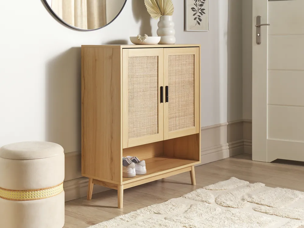 Schuhschrank PEROTE Rattan Hellbraun