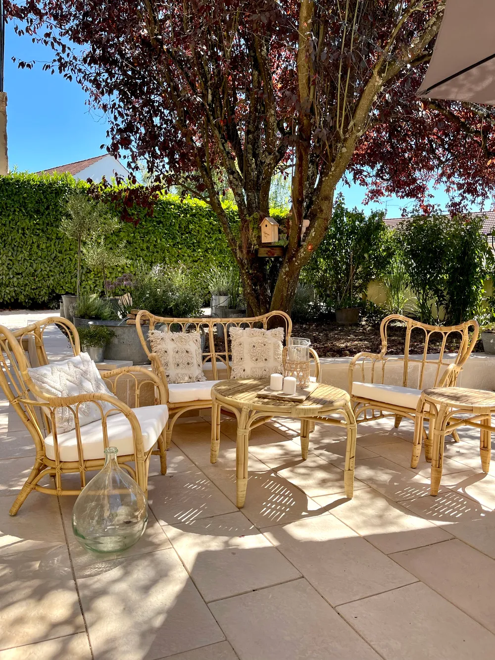 Lounge Set mit Tisch 4-Sitzer BRINDISI Rattan Naturfarben_834619