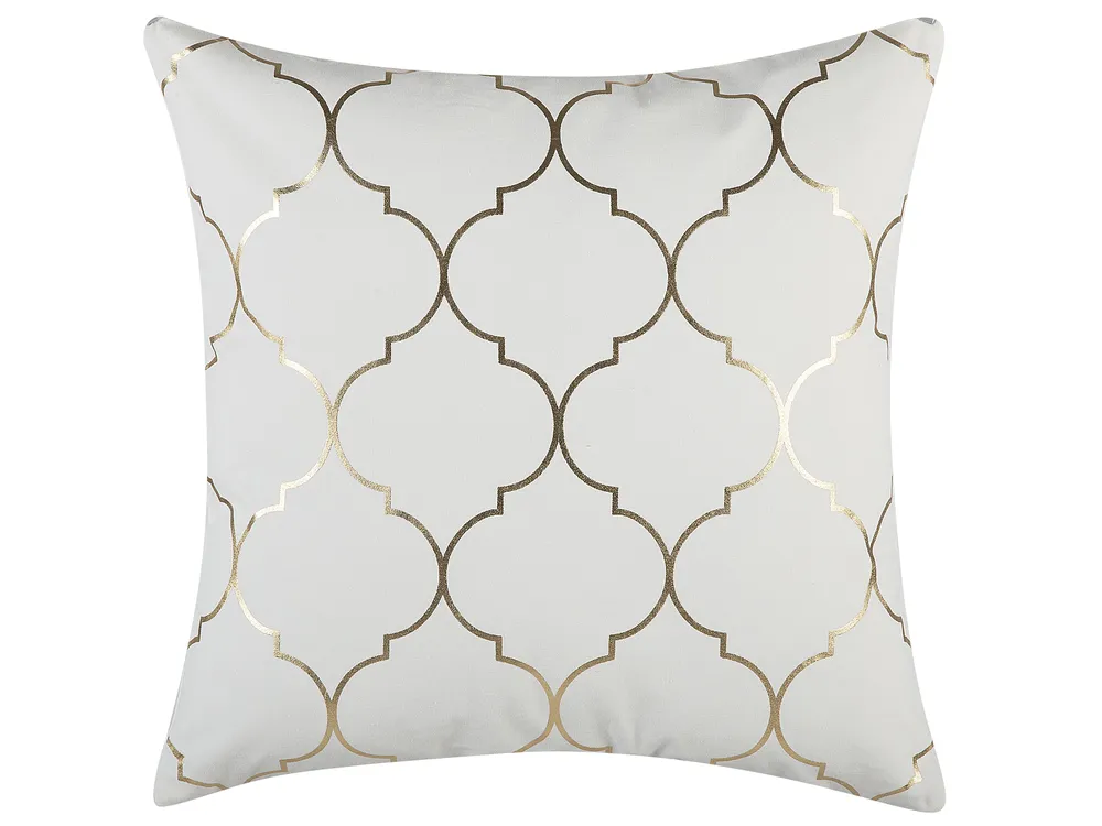 Set of 2 Decorative Cushions ALYSSUM 45 x 45 cm Cotton White Trellis Pattern_769225