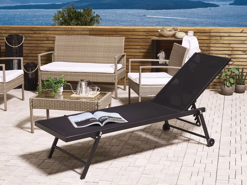 Sonnenliege PORTOFINO mit Relaxfunktion Metall Schwarz_828448