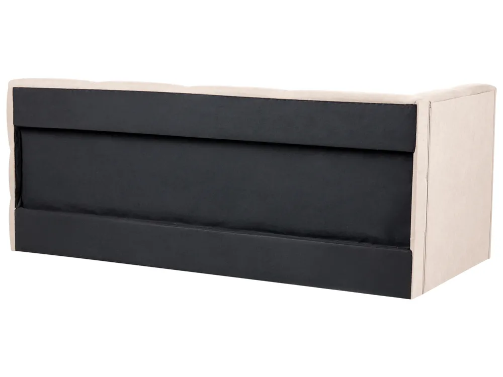 Daybed Fabric JACOU 90 x 200 cm (EU Single) with Storage Left Hand Light Beige_1092701