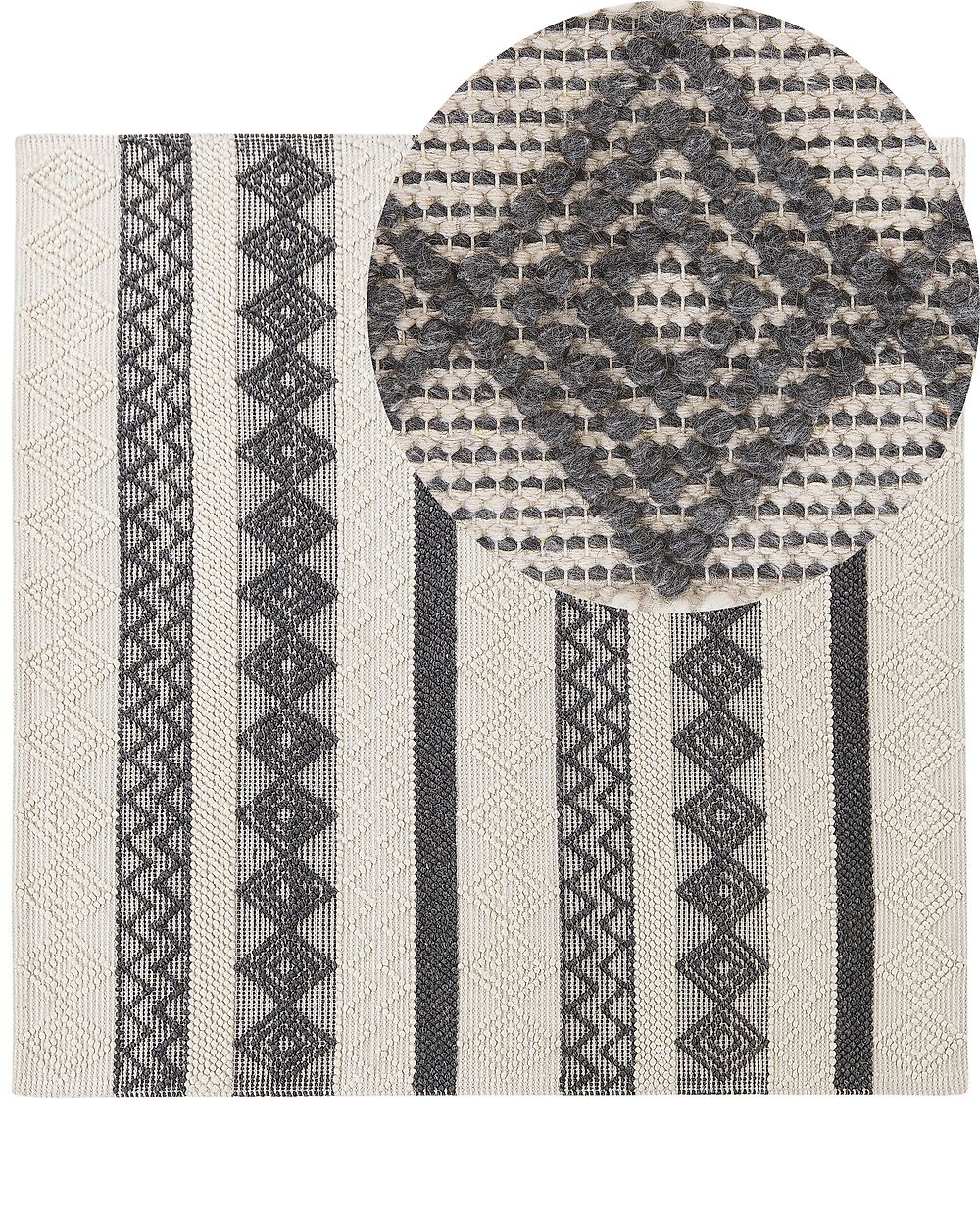 Rug DAVUTLAR Light Beige 200 x 200 cm Wool
