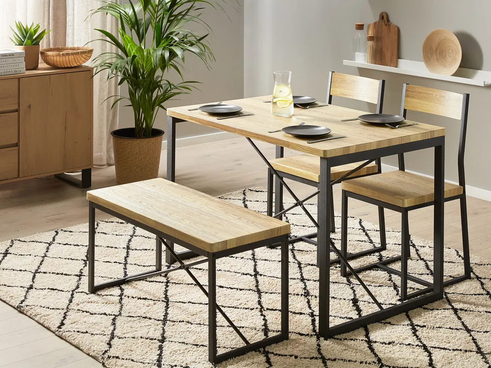 Esszimmer Set FLIXTON Hellbraun 4-Sitzer