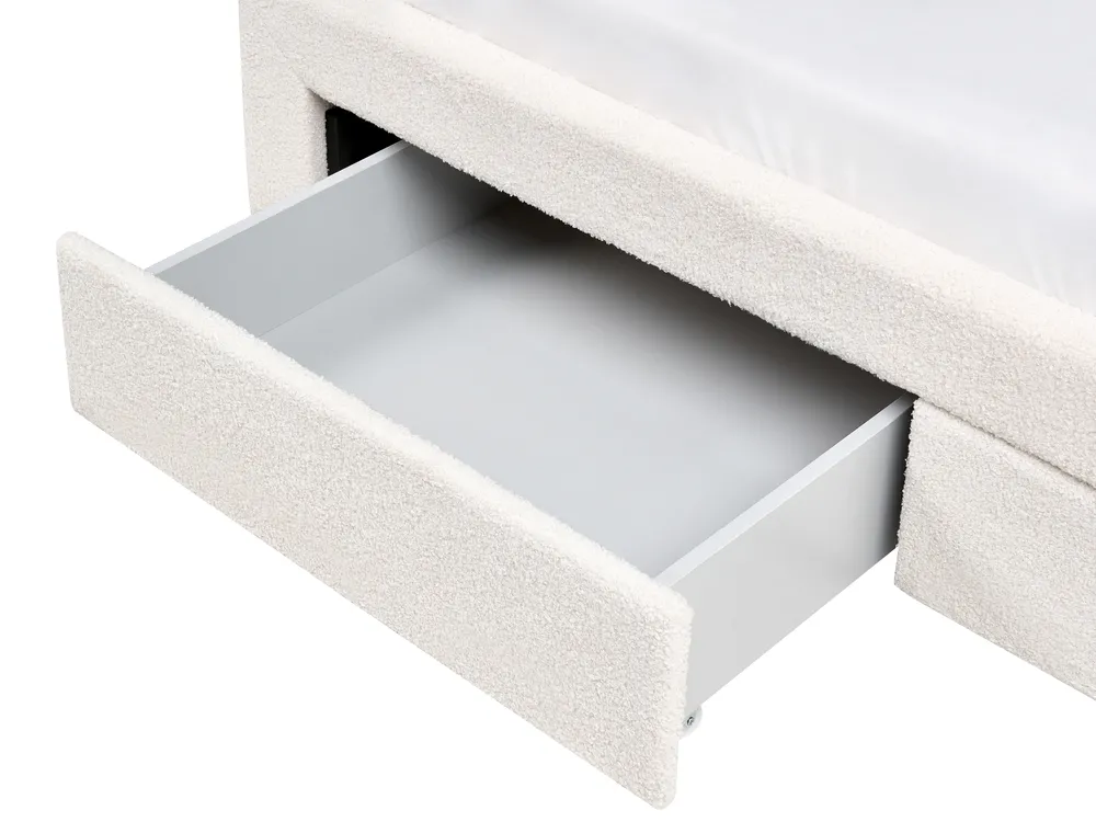 Bed with Storage Drawers SARDENT Boucle Off-White 140 x 200 cm (EU Double)_1009093