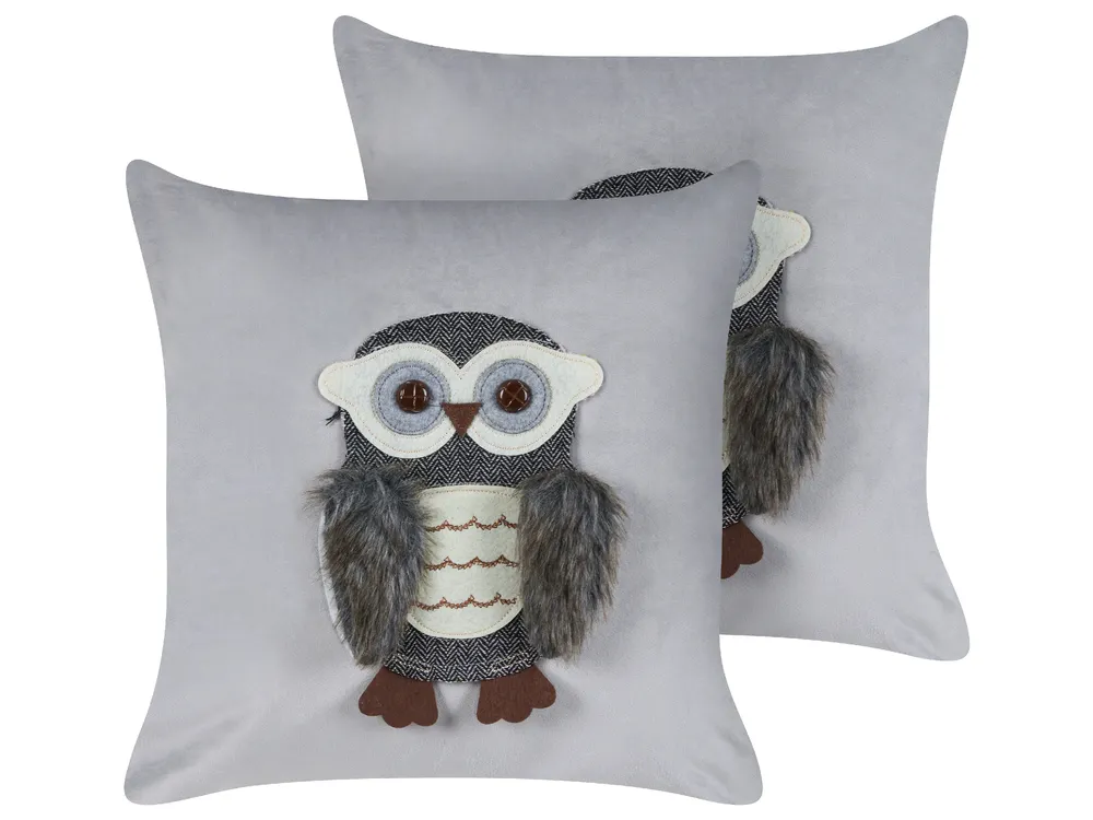 Dekokissen 2er Set OPHRYS Samtstoff 45 x 45 cm Grau