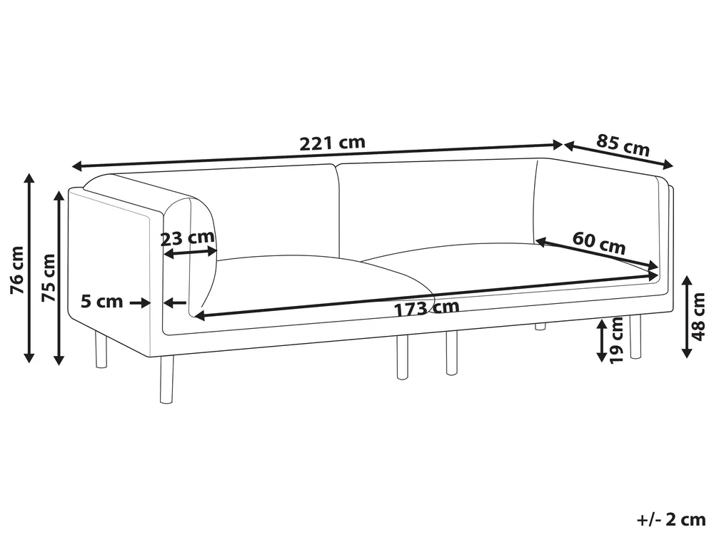 Sofa 3 Seater VORGOD Fabric Off-White_996341