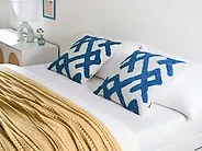 Set of 2 Decorative Cushions HAZEL 45 x 45 cm Cotton White Geometric Pattern_1185096