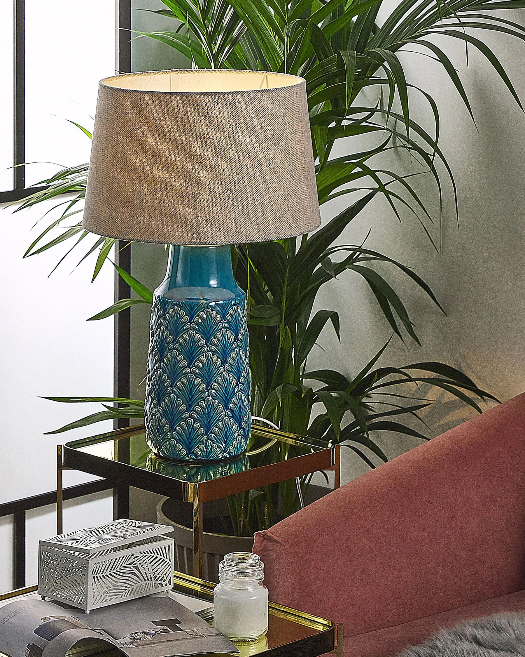 Tischlampe THAYA Keramik Blau_790797