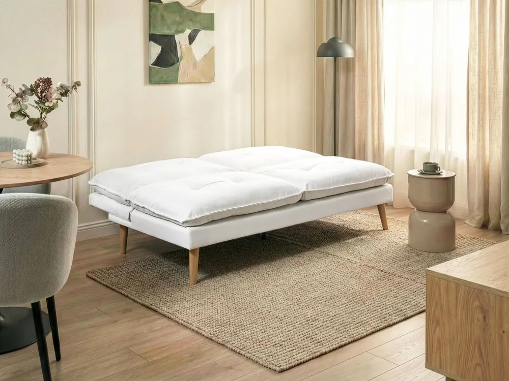 Sofa Bed 3 Seater YILA Fabric White_1068099