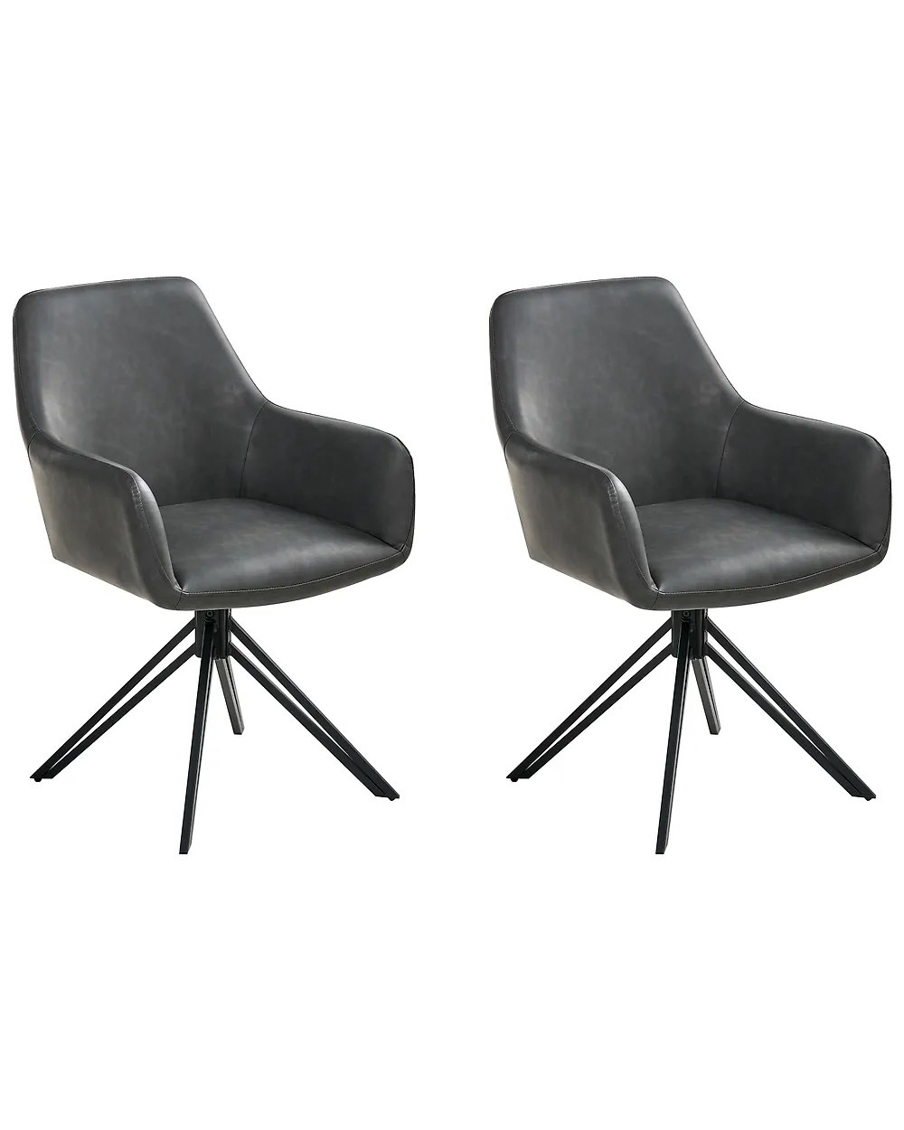 Esszimmerstuhl 2er Set drehbar SANSARC Kunstleder Schwarz