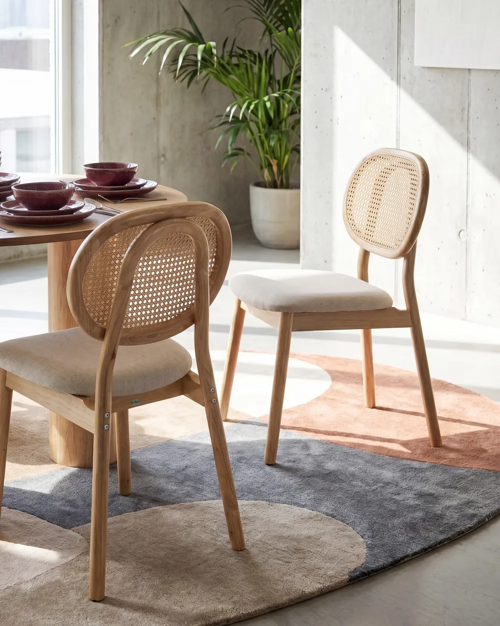 Set of 2 Chairs GAVIOTA Wood Light Brown/ Beige_1090825
