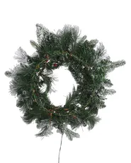 Schneebedeckter Weihnachtskranz LED WHITEHORN 55 cm Weiß_813264