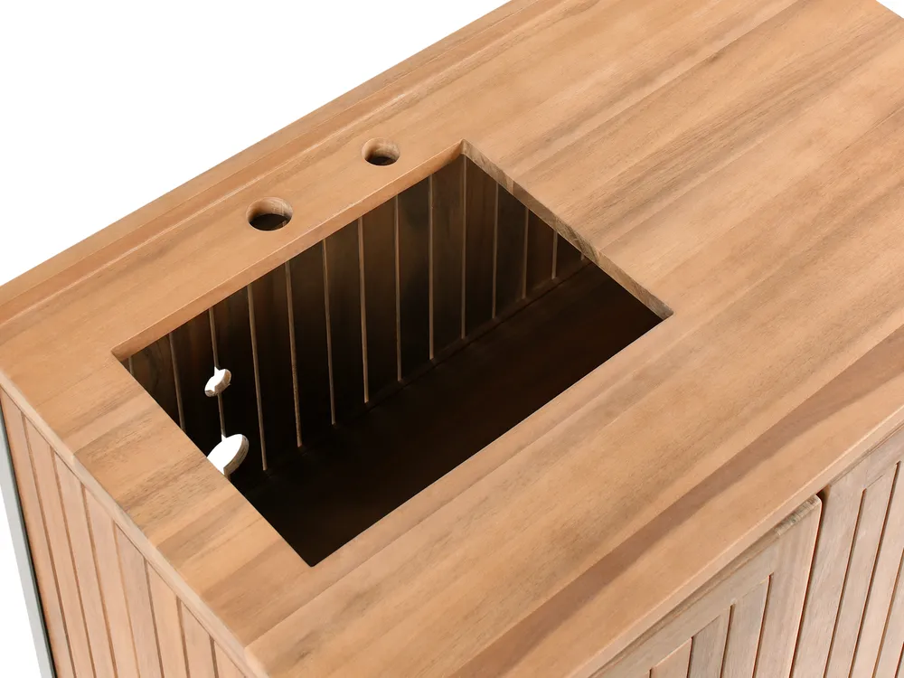 Outdoor-Küche 3er Set mit Spüle IVREA Braun / Silber zertifiziertes Akazienholz_988388