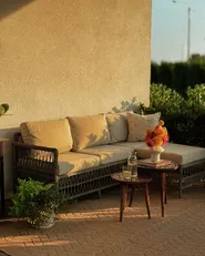 Garden Sofa with Ottoman 3 Seater OFENA PE Rattan Grey_1125754