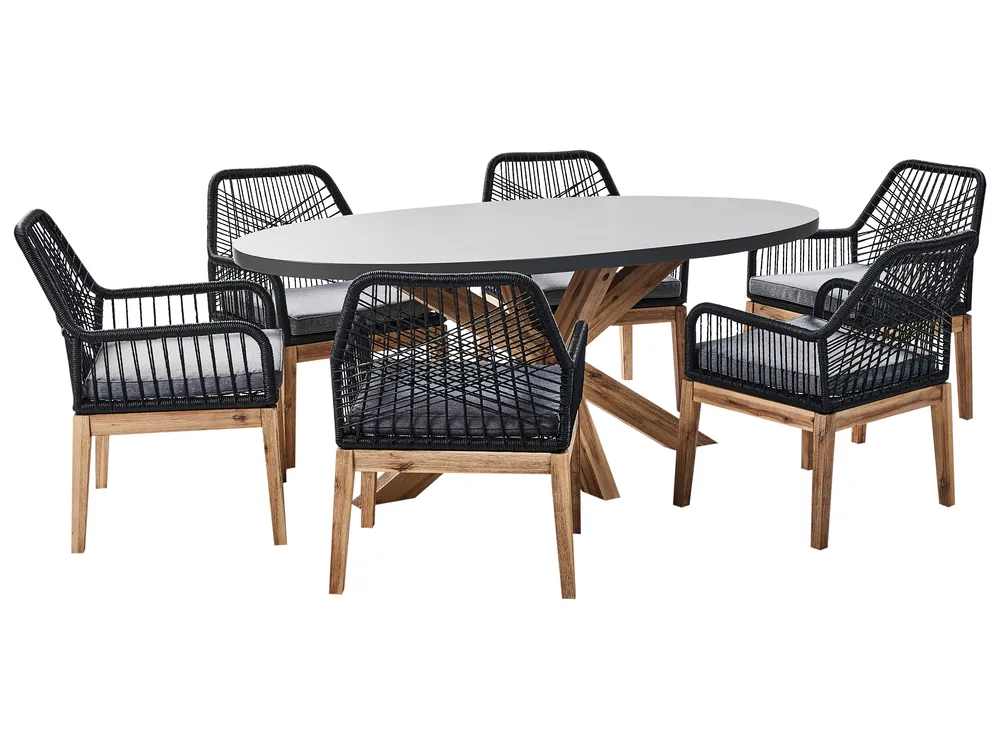 Gartenmöbel Set 6-Sitzer ORISTANO inkl. Kissen Beton Schwarz