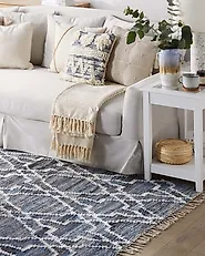 Rug ADIYAMAN Blue 140 x 200 cm Cotton_1175236