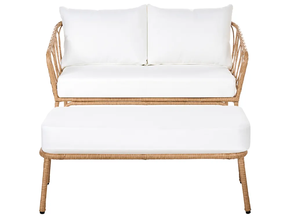 Gartensofa 2-Sitzer FOLLO mit Bank Polyrattan Hellbraun