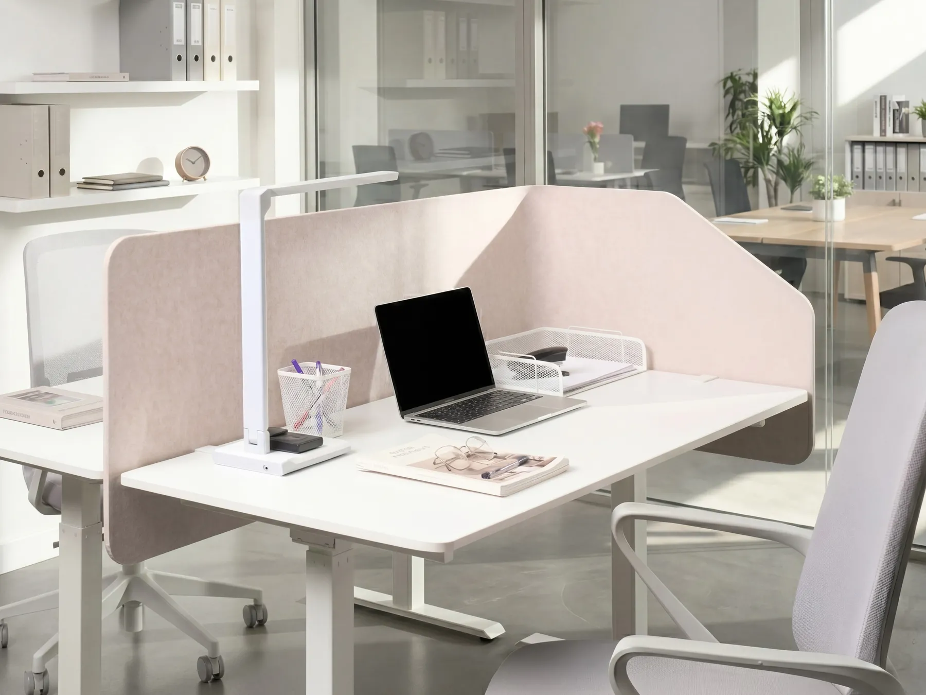 Schreibtischtrennwand FOLDY 120 x 50 cm Beige_1041414